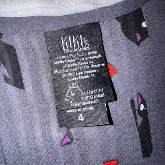 Torrid Kiki's Delivery Service Cats Bows Gray Sheer Sleeveless Tank Top Womens 4 - Picture 2 of 8